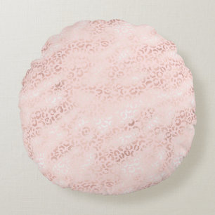Coussins Ronds Fille Empreinte de léopard en verre rose Ombre
