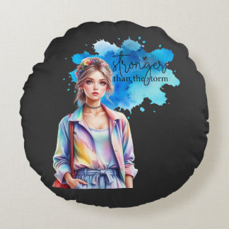Coussins Ronds Fille Inspirante Graphique