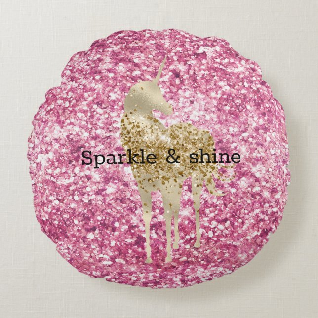 Coussins Ronds Fille Parties scintillant rose Confetti Gold Unico (Devant)