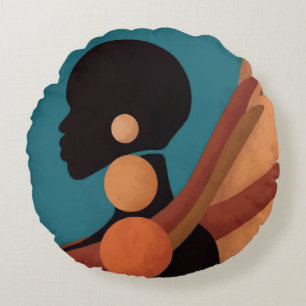 Coussins Ronds fille sous le tropique. Belle femme africaine. Noi