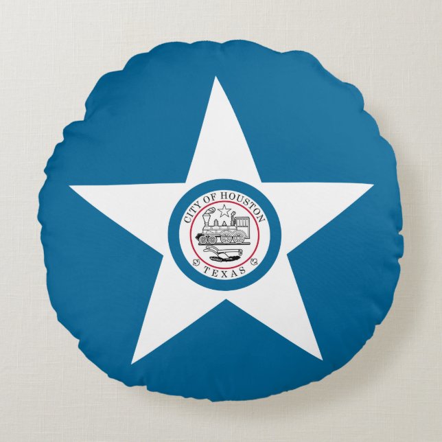 Coussins Ronds Flag of city of Houston, Texas Round Pillow (Devant)