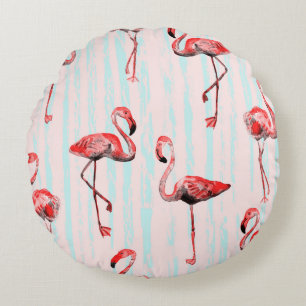 Coussins Ronds Flamant rose motif transparent