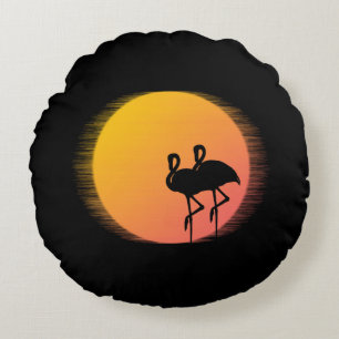 Coussins Ronds Flamants du coucher du soleil