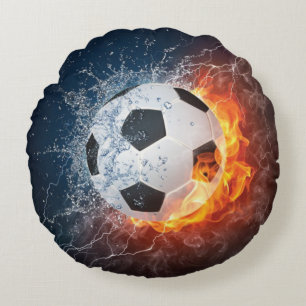 Coussins Ronds Flamme Football/Balle de Football Jeu d'oreiller
