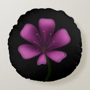 Coussins Ronds Fleur Botanique Sombre Humeur Vernis Violet Électr