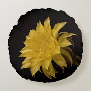 Coussins Ronds Fleur de cactus jaune en fleurs