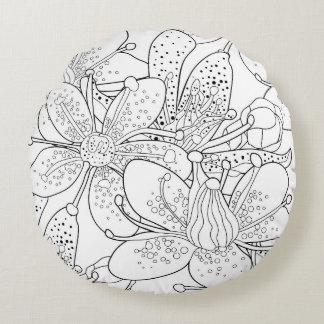 Coussins Ronds Fleur de coloriage motif sans joint de Saxifrage 