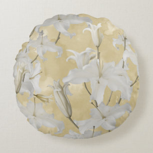 Coussins Ronds Fleur de Lys Blanche Glam 3a