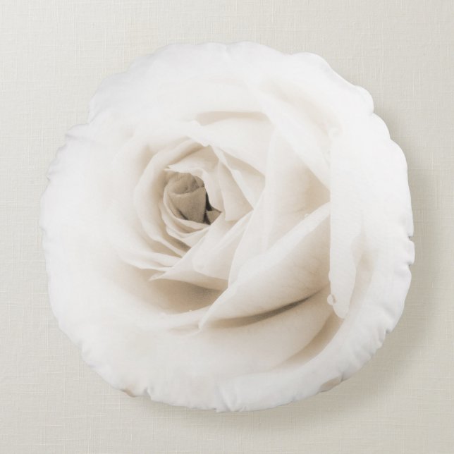 Coussins Ronds Fleur de rose blanche (Devant)