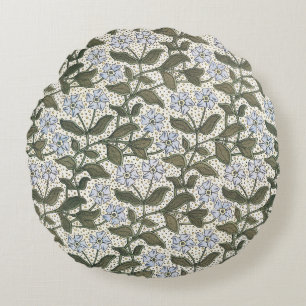 Coussins Ronds Fleur d'été de Pervenche Art Nouveau Botanique