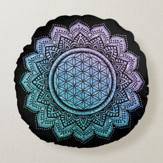 Coussins Ronds Fleur mignonne de vie Mandala parties scintillant 