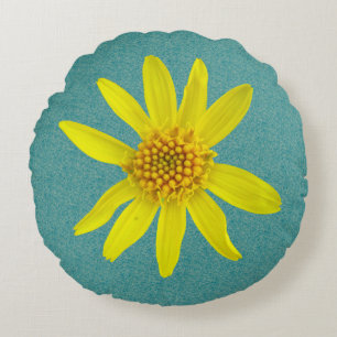 Coussins Ronds Fleur sauvage jaune botanique d'arnica sur toute