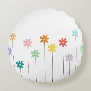 Coussins Ronds Fleur vintage colorée