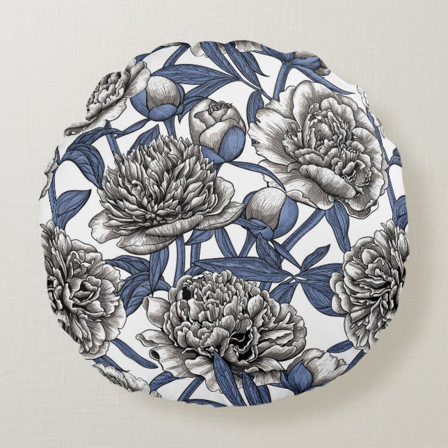 Coussins Ronds Fleurs de cendres blanches (Devant)