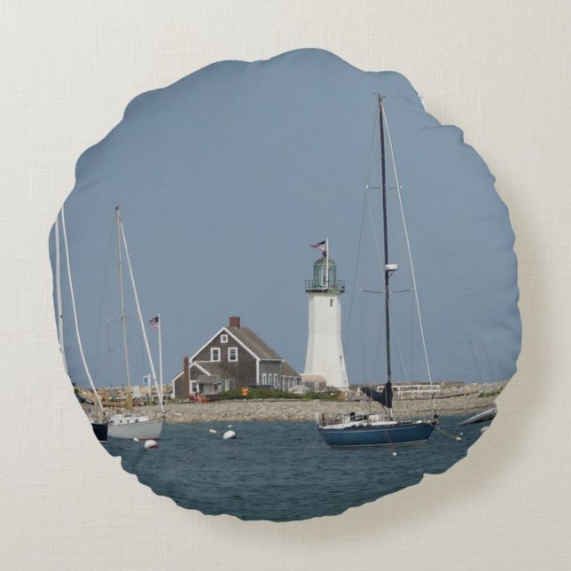 Coussins Ronds Fleurs de phare de Scituate (Dos)