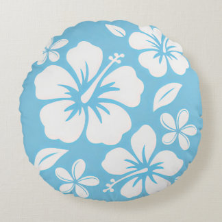 Coussins Ronds Fleurs de plage bleu tropical