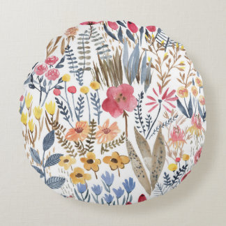 Coussins Ronds Fleurs de ressort d'aquarelle, patte transparente