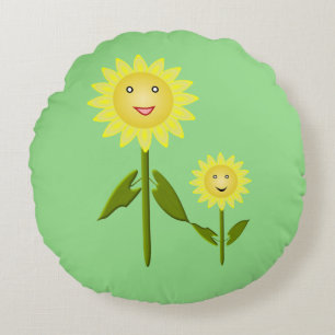Coussins Ronds Fleurs de soleil de la fête des mères imprimés à d