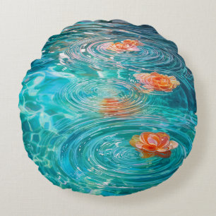 Coussins Ronds Fleurs flottant sur l'eau 