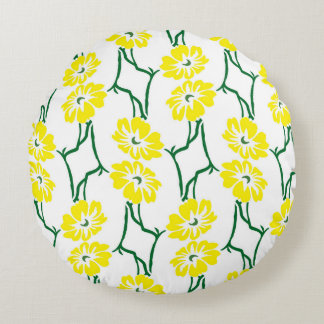 Coussins Ronds Fleurs Jaunes : Motif sans couture illustré