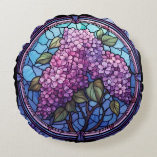 Coussins Ronds Fleurs Lilac En Verre Tissé
