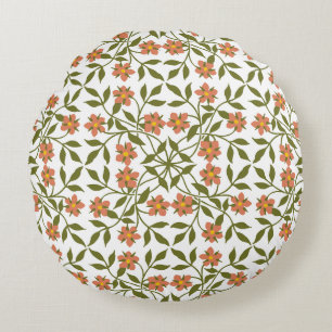 Coussins Ronds Fleurs orange, Motif Floral, Verdure, Boho