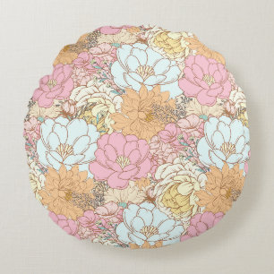 Coussins Ronds Fleurs rétro, motifs floraux