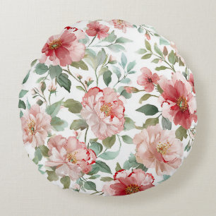Coussins Ronds Fleurs roses rouges