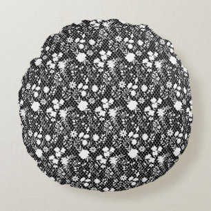 Coussins Ronds Fleurs sur net 01.bx4 Black BG