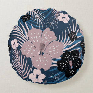 Coussins Ronds Fleurs tropicales Palm Texture Feuille