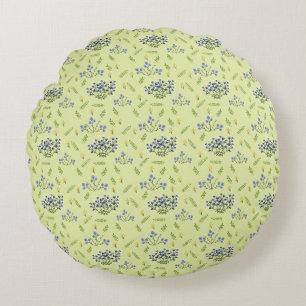Coussins Ronds fleurs violet et jaune motif