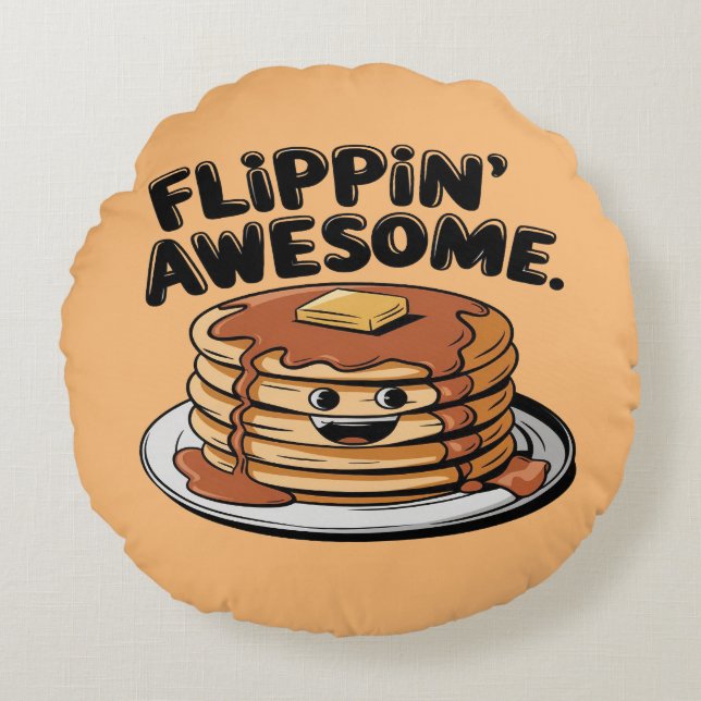 Coussins Ronds Flippin' Awesome Pancake Stack Funny Breakfast (Devant)