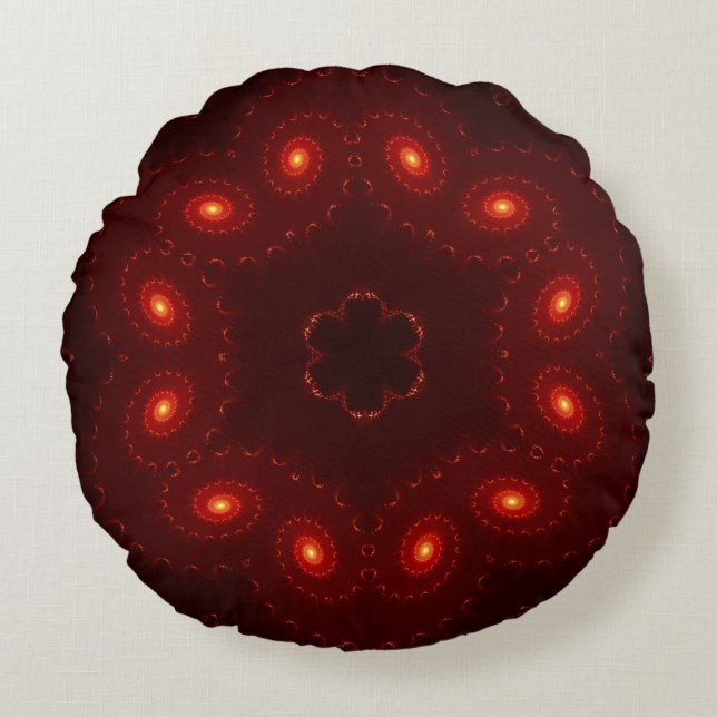 Coussins Ronds Flocon de neige rouge foncé Burgandy gothique (Devant)
