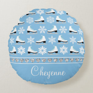 Coussins Ronds Flocons de neige et figure personnalisés motif de