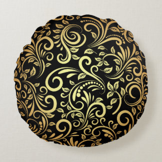 Coussins Ronds floral doré