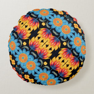 Coussins Ronds Floral Folk Art Moderne