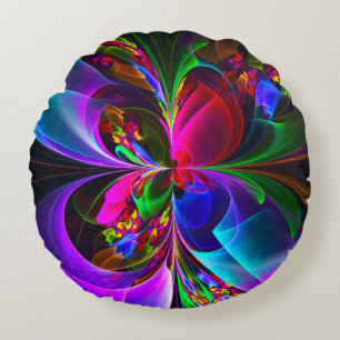 Coussins Ronds Floral moderne Art Abstrait Rouge Bleu Motif #12