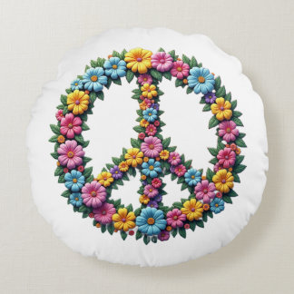 Coussins Ronds Floral Peace Symbol Round Pillow