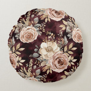 Coussins Ronds Floral roux de Bourgogne