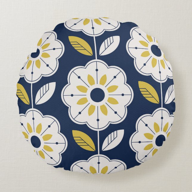 Coussins Ronds Floral style scandinave Motif sans couture (Devant)