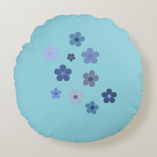 Coussins Ronds Flore bleue