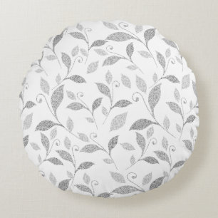 Coussins Ronds Flore de gris texturé délicat