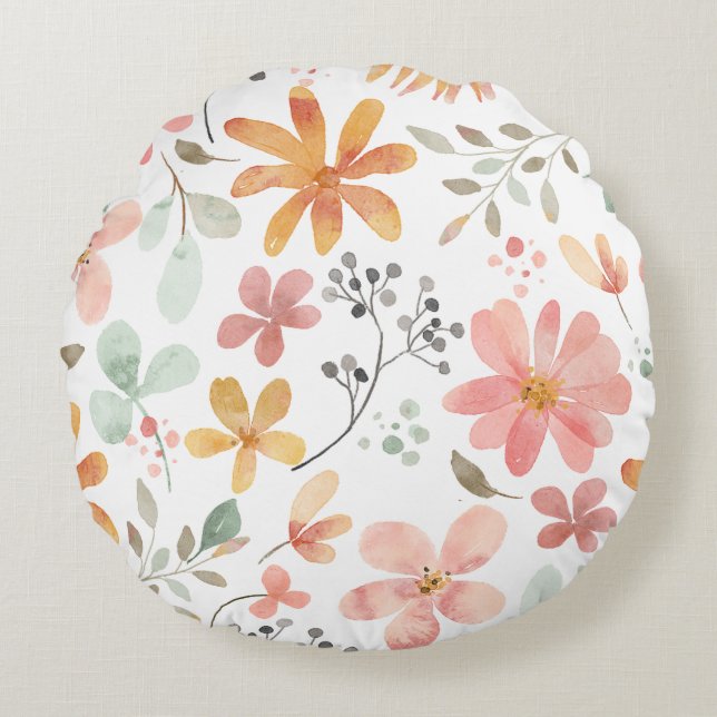 Coussins Ronds Flore imprimé (Devant)