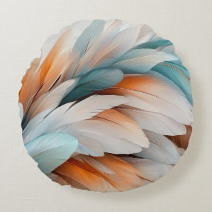 Coussins Ronds Flux de plume abstrait – Élégance douce