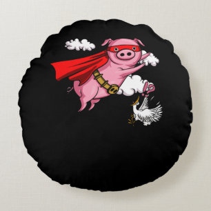Coussins Ronds Flying Pig Funny Farm Animal Pork