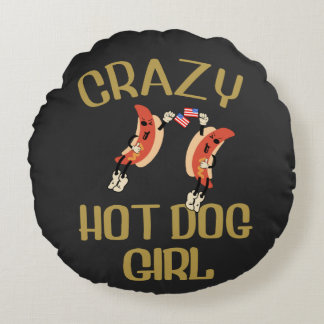 Coussins Ronds Folle fille hot dog