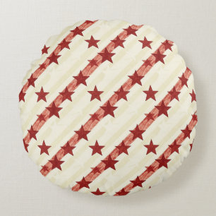 Coussins Ronds Fond à motif transparent étoiles rouges vintage