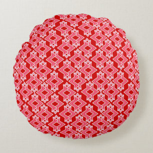 Coussins Ronds Fond d'écran Art déco Motif, rouge foncé et rose