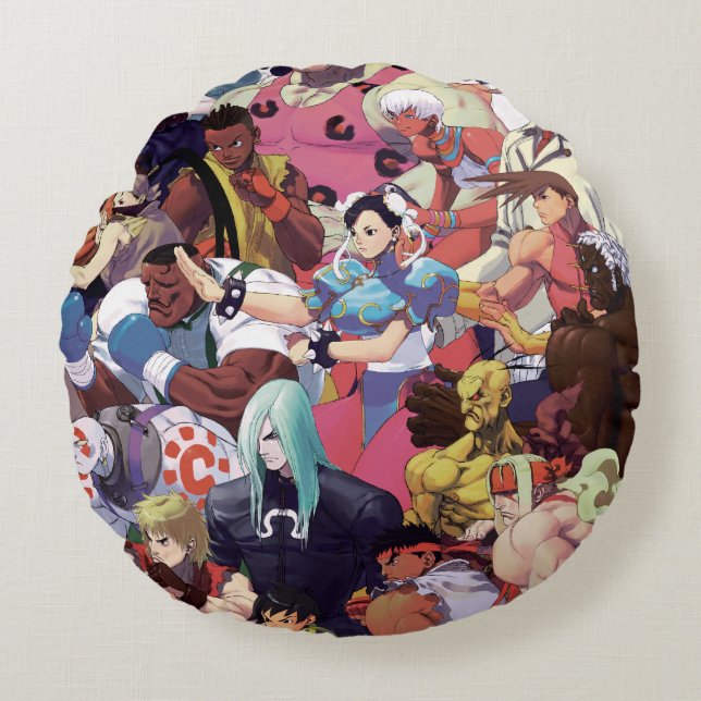 Coussins Ronds Fonte de grève de Street Fighter 3 troisième (Devant)