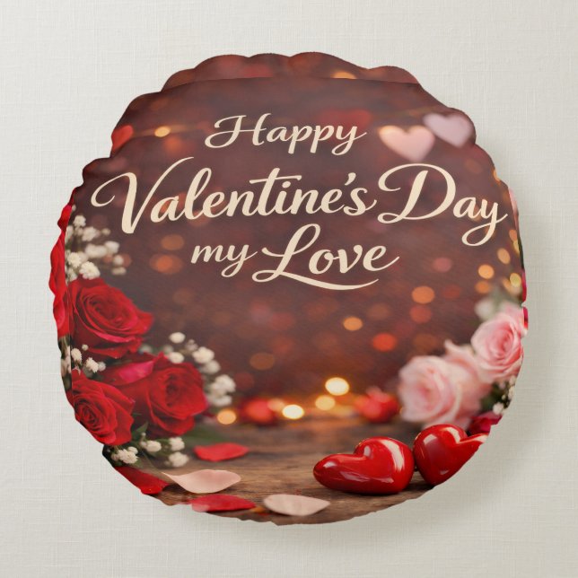 Coussins Ronds 'Forever Your Valentine' Round Pillow (Devant)